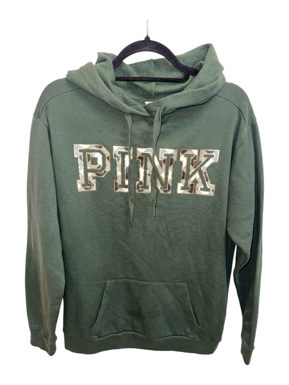 PINK Victoria's Secret Olive Green Hoodie with Camo Lettering